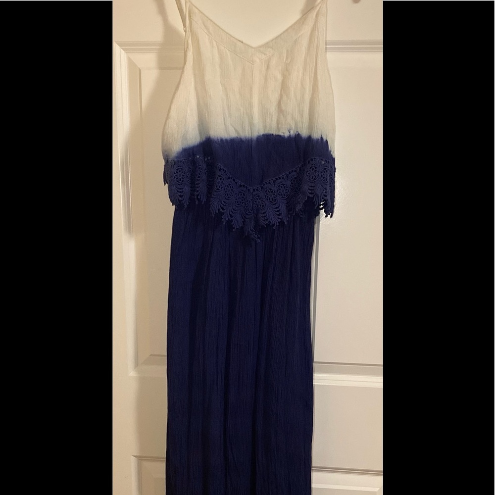 NWT Japna navy and white tie dye maxi dress.